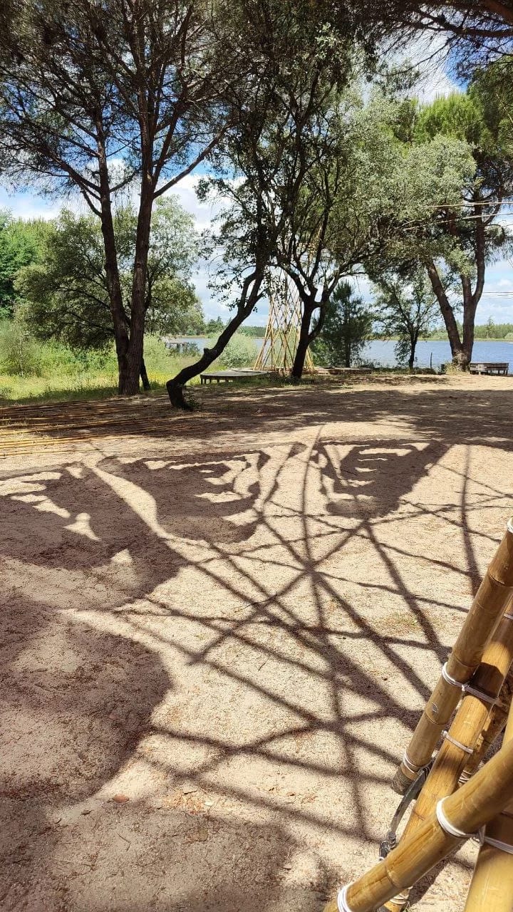 Estrutura temporária de bambu para eventos